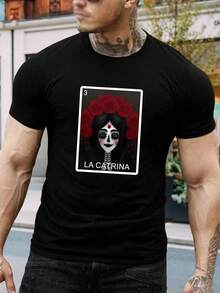 Camiseta de La Catrina - Día de Muertos, Calavera de Azúcar - Camiseta para Hombre y Mujer - Ropa para Halloween y Fiesta - Camiseta con diseño de cultura mexicana - Edición limitada, tallas para jóvenes y adultos - Negro - Ver 1