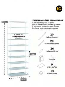 Big City Mueble Zapatera Armario Organizador Repisa Armable Multiusos 9 Niveles 27 pares - Negro - Ver 6