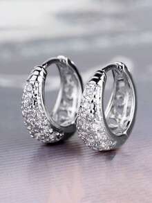 1 paire de boucles d'oreilles cloutées élégantes en zirconium cubique pour hommes pour la fête. Accessoire de bijoux hip-hop - 2# - Voir 14