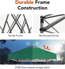 Amada 10x10ft 1-Person Setup Pop Up Canopy Tent - Easy Outdoor Sun Shade For Events, Parties, Camping, Gazebo With Wheel Cover Bag, Beach Tent With 3-Speed Adjustable Height,Blue - 綠色 - 查看 4