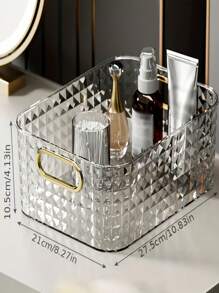 1 pièce Organisateur de maquillage en acrylique transparent | Plateau de rangement incassable pour la coiffeuse et la salle de bain | Multi-usage pour les soins de la peau, les fournitures de bureau, les collations | Accessoire essentiel pour le bureau/dortoir économisant l'espace - Cadeau portable pour les femmes, les étudiants (cadeau d'anniversaire élégant, déménagement à l'université) Rentrée scolaire
