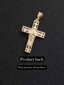 1pc High Quality Copper Zirconia San Jude Cross Necklace, Minimal Sparkly Unisex Catholic Faith Daily Hip Hop Layering Jewelry - Pendant Necklace - View 5