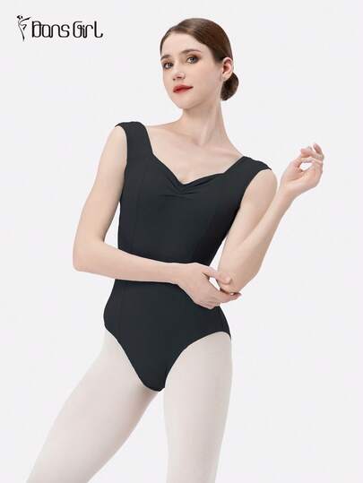 DonsGirl 1-delad figurnära balettdräkt för kvinnor - rynkade ärmar och midja | Modern/klassisk dansdräkt