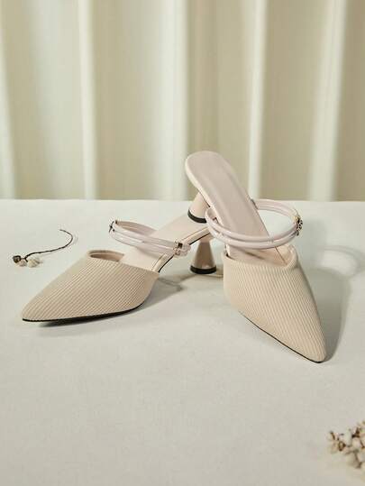 女士时尚黑色编织高跟凉鞋，夏季款。可作穆勒鞋或踝带鞋穿着。后跟开口。米色，适合秋季。情人节、圣诞节、冬季圣诞礼物。