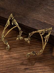 Popular Gold Color Flower Leaf Ear Clip Cute Jewelry Accessories Fairy Clip Earrings Wedding Girls Jewelry Gifts New,Ladies' Daily Party Accessories, Fashionable Jewelry, Best Friend Gifts