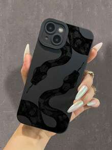 Snake 1pc Black Soft Protective Case With Colorful Snakeskin Pattern, Anti-Knock Phone Case Compatible With Apple And Phones Waterproof Shockproof Anti-Fall Scratch Resistant,International Version, Not The Domestic Version - Black - View 3