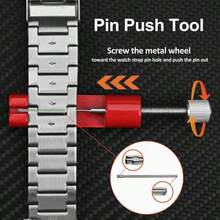 表带链条拆卸套件 - 合金表带针拆卸和维修工具，配备 3 个附加针，适用于调整金属表带长度，钟表的理想工具，直销拆卸器
