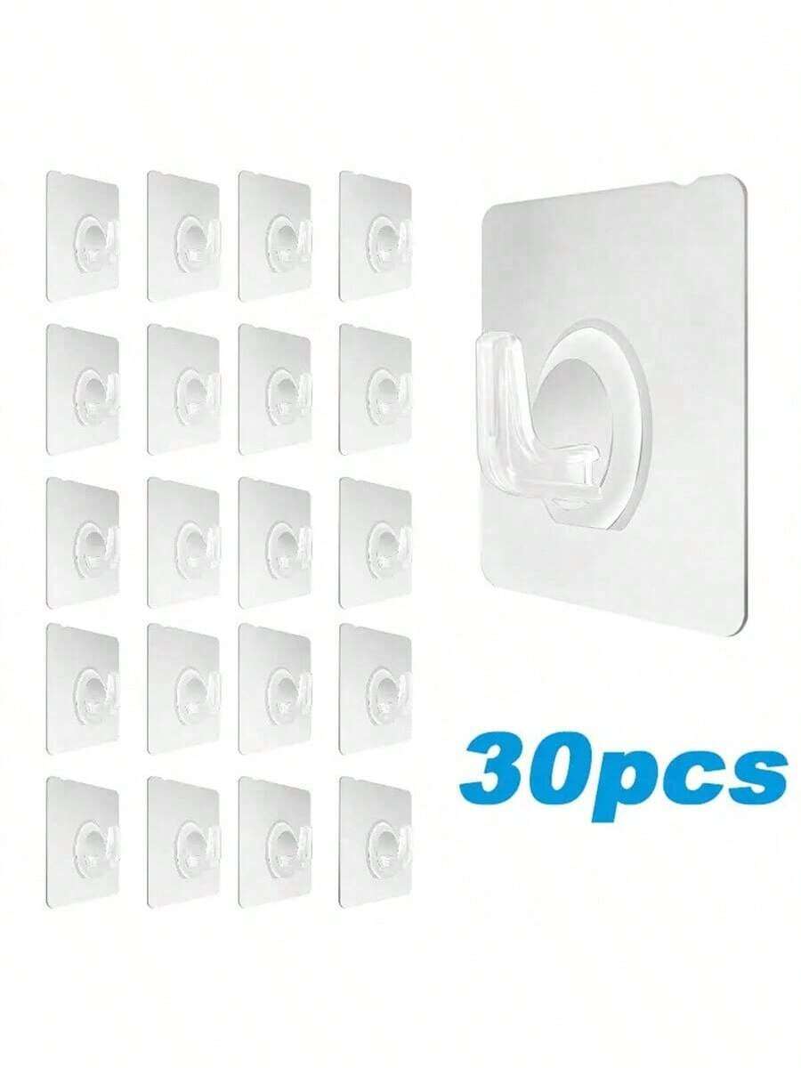 50/5pcs Transparent Wall Mounted Clothes Hangers, Self-Adhesive High Load Bearing Hooks, Suitable For Kitchen, Bathroom, Practical Clothes Rack, Adhesive Hooks, Towel Rack, Bedroom Wall Decor, Clothes Hanger, Hooks, Rack, Back To School, Shelf, Organization And Storage, Key Holder, Wall Key Holder, Key Hanger, Sticker Hooks, Door Hanger, Bedroom Room Decor, Kitchen Accessories - Transparent - View 1