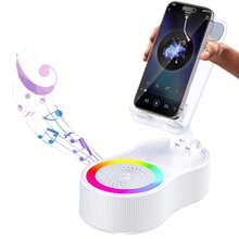 Wireless Induction Audio Bluetooth Speaker 5-In-1 Phone Holder, 2025 New Induction Speaker, 4000mAh Rechargeable Speaker With Colorful Ambient Light Foldable For Tablet Phone Android - Bluetooth Version White - View 1