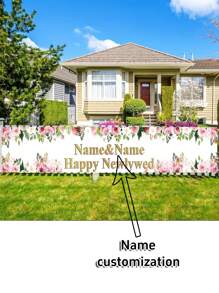 1pc Customizable Bride & Groom Wedding Name Backdrop, Romantic Floral Newlywed Joyful New Design For Photo Shoot, Party, Outdoor Banner