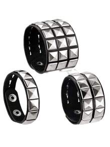1 pieza Brazalete de puño cuadrado con remaches de estilo punk, accesorio unisex personalizado para fotografía callejera, discoteca de Halloween, minimalista de pulsera adecuado para uso diario y como regalo