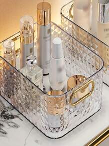 1 pièce Organisateur de maquillage en acrylique transparent | Plateau de rangement incassable pour la coiffeuse et la salle de bain | Multi-usage pour les soins de la peau, les fournitures de bureau, les collations | Accessoire essentiel pour le bureau/dortoir économisant l'espace - Cadeau portable pour les femmes, les étudiants (cadeau d'anniversaire élégant, déménagement à l'université) Rentrée scolaire