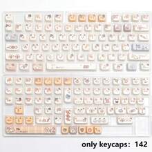 142 Keycaps Set, Sushi Cat Themed, PBT Dye-Sublimated, Cute Mao Design, Compatible With 61/75/87/98/100 Keyboards - White - View 8