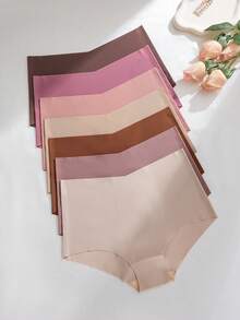 7 条装女士无缝高腰透气薄款内裤，多种颜色，性感舒适 - 彩色 - 查看 5