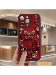 Fashion Creative 2D Flower Rose Design Pattern Phone Case For IPhone16e 16 15 14 13 12 Mini X XS Pro Max Plus Gift For Girl And Woman