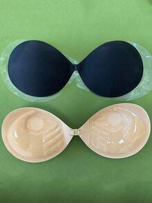 1 Pair Adhesive Silicone Invisible Strapless Bra Cups, Thickened 3cm Enhancing Bust Lift Tape, Suitable For Small Bust, Low-Cut Dresses - Multicolor - View 5