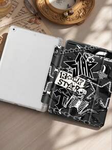 Skeleton Collage Elements Protective Case Compatible With IPad Air 11-In.(M2)-2024/2025,IPad 10th Generation , IPad 9th/8th/7th Generation 10.2 Inch Cover ,With Auto Wake/Sleep,Four Corners Anti-Fall,Built-In Pen Tray