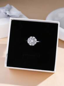 1 pieza/Caja de regalo Anillo dorado, Anillo de plata para mujer, Anillos de boda, Anillos de circonita, Regalo para mujer, Regalo de cumpleaños, Regalo de pareja, Regalo para mamá, Para novia, Para mejor amiga, Caja de regalo de San Valentín, Mamá, Madre, Día de la Madre, Regalo