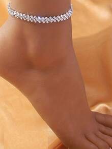 צמיד מעוין יוקרתי לקיץ אחד, תכשיטי חוף פשוטים עם יהלומים מלאים - כסף - ראה 1