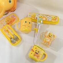 nailong 耐龙/奶龙卡通餐具，家用不锈钢防滴水杯，不锈钢叉勺套装，适用于水果、沙拉和餐食，卡通 3D 杯，适用于大水壶，完美的生日礼物，学校用品 - 彩色 - 查看 10