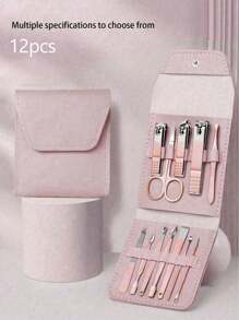 12PCS Manicure Set Stainless Steel Nail Clipper Kit Professional Grooming Kits Face Hand Foot Skin Care And Nail Care Tools With Leather Travel Case,Beauty Tool Portable Set Professional Grooming Kits, Travel Nail Kit