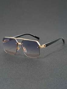 1 件男士时尚横梁飞行员时尚眼镜，新款时尚半框驾驶骑行眼镜 - 彩色 - 查看 7