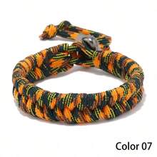 1pc Handmade Woven Paracord Bracelet, Camouflage Pattern, Fashionable Outdoor Wrist Band For Men & Women, Suitable For Daily Wear And Gift