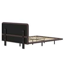 MERAX Floating Bed Frame With LED Light, Modern PU Leather Platform Bed, No Boxing Spring Needed, Assemble Easily,Full Size-Coffee - 全尺寸咖啡 - 查看 9