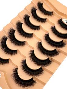 HBZGTLAD 7pcs/Pack Thick & Natural Look False Eyelashes, Includes Cat Eye, Wispy, Flare Styles, Giving Lashes A Fanned Out 3D Fluffy Russian Doll Effect For Natural Extension - Black - View 4