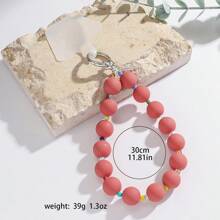 1pc New Macaroon Color Acrylic Bead Lanyard Wrist Strap, Short Wrist Strap Phone Hanging Rope Shockproof Wristlet For Phone Case