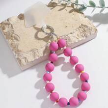 1pc New Macaroon Color Acrylic Bead Lanyard Wrist Strap, Short Wrist Strap Phone Hanging Rope Shockproof Wristlet For Phone Case