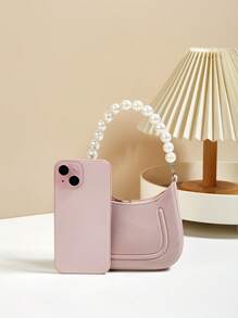 Mini Underarm Bag For Toddler Girls, Pearl Decor Zipper Closure Handbag, Lovely Gift Bag For Girls