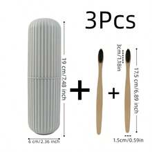 1pc Random Travel Toothbrush Case, Portable Wash Cup, Minimalist Toothbrush & Water Cup Set, 2Pcs/3Pcs Set ( Bamboo Toothbrush + Travel Toothbrush Case) Back To School - Multicolor - View 17