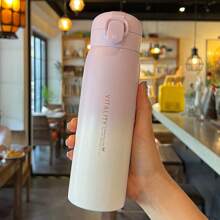 New Ombre Color Portable Insulated Cup, 304 Stainless Steel Bounce Lid Travel Mug, High-Quality Gift Water Bottle, Cute Student & Ladies Cup Back To School