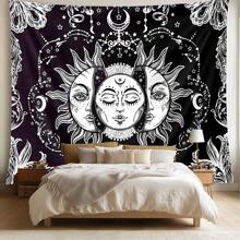 1 pezzo Arazzo bohémien con disegni del sole e della luna nel cielo, decorazioni per la casa misteriose, decorazione d'interni moderna e unica per camere da letto, soggiorni o dormitori