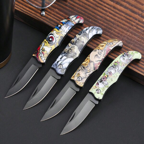 4/1 Stück Outdoor Wandern Essentielles Messer Werkzeug, Edelstahl Messer mit tragbarem Messerschutz, Überlebens-Camping Messer Werkzeug, abriebfest, Outdoor Messer Werkzeug, scharfe Klingen