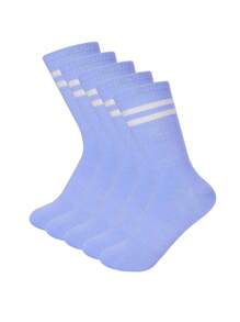 1/5/6/10/12 Pairs Solid Color Elastic Bottom Unisex Outdoor Sports Riding Running Mid-Calf Socks