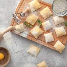 1Pc Stainless Steel Pastry Press Mold with Wood Handle Dumpling Lace Embossing Stamp and Ravioli Cutter for Baking and Pasta Making. - Apricot - View 2