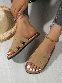 New Flat Comfortable Beach Slides, Slim Fit, Suitable For Summer Outdoor, Travel And Vacation