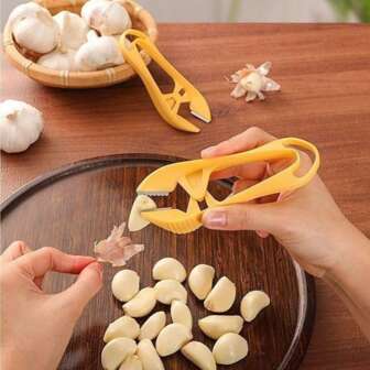 2 件套大蒜剥皮器套装，手动剥蒜器蒜瓣器切蒜器剥皮工具，适合家庭和商业使用