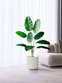 85cm-115cm Large Artificial Plants Bird Of Paradise Tree Tropical Fake Banana Leaves Big Size Plants Leaves Plastic Palm Plants Real Touch Tree Foliage For Home Garden Decoration Without Pot 1pc