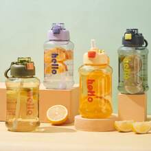 Vaso con pajita de gran capacidad de 800/1000ml, a prueba de fugas, diseño unisex lindo, portátil y conveniente para deportes al aire libre