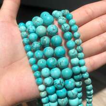 4-12mm Natural Stone Beads Blue Turquoise Round Loose Beads For Jewelry Making DIY Bracelets Necklaces Accessories 15''