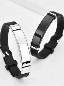 Customized Bracelet - Fashionable Stainless Steel Bracelet For Teenagers, Birthday/Graduation Gift, Personalized Engraved Name Bracelet With Adjustable Cuff, Unique Creative Gift For Boys And Girls, Graduation Gift,Multi-Functional,Ornamental,Letter,Stylish,Modern,Colorful,Cute,Adorable,Casual,Custom,Personalised,Unique,Customized,Ideal Gifts For Him,Ideal Gifts For Her,Halloween Edit,Back To School Fashion