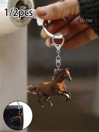 Encantador colgante de caballo, llavero de acrílico - El regalo perfecto para los amantes de los caballos - Colgante para mochila, accesorio para bolso, 2D - Uso diario - Regalo de cumpleaños, Accesorios multifuncionales para llaves de coche, Colgante de acrílico para coche, Lindo llavero familiar de dibujos animados de caballos, Decoración para bolso, Colgante con hebilla de langosta