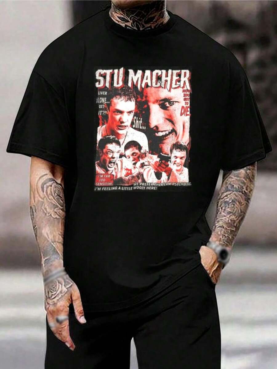 Camiseta de Stu Macher Scream 5 - Regalo para fans de películas de terror de los 90 - Camiseta de algodón negro de manga corta para hombre y mujer - Disfraz de Halloween - Ropa casual - Negro - Ver 1