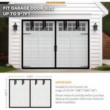 Pantalla magnética para puerta de garaje para 1 automóvil de 9x7 pies, cortina de malla para puerta de garaje individual con kit de cierre de gancho y bucle, color negro - 9 X 7 pies - Ver 2