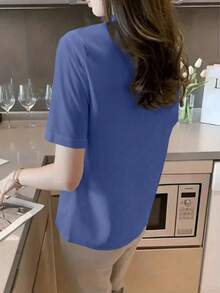 Silk Short Sleeve Designed Soft-Chic Satin Shirt