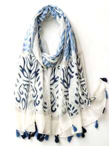 1pc Women's Ditsy Floral Tassel Decorated Scarf