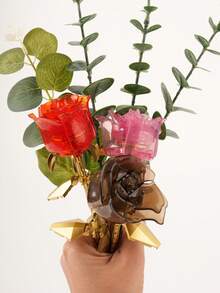 Christmas Decoration 3pcs Creative Valentine's Day Proposal Romantic Rose Flower Model, Simple Splicing Toy, Confession Gift Room Decoration